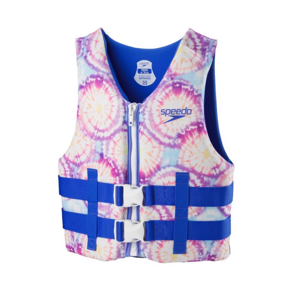 Speedo Youth Life Jacket Vest - Lilac Tie-Dye Nwt Size: 50-90 Pounds
